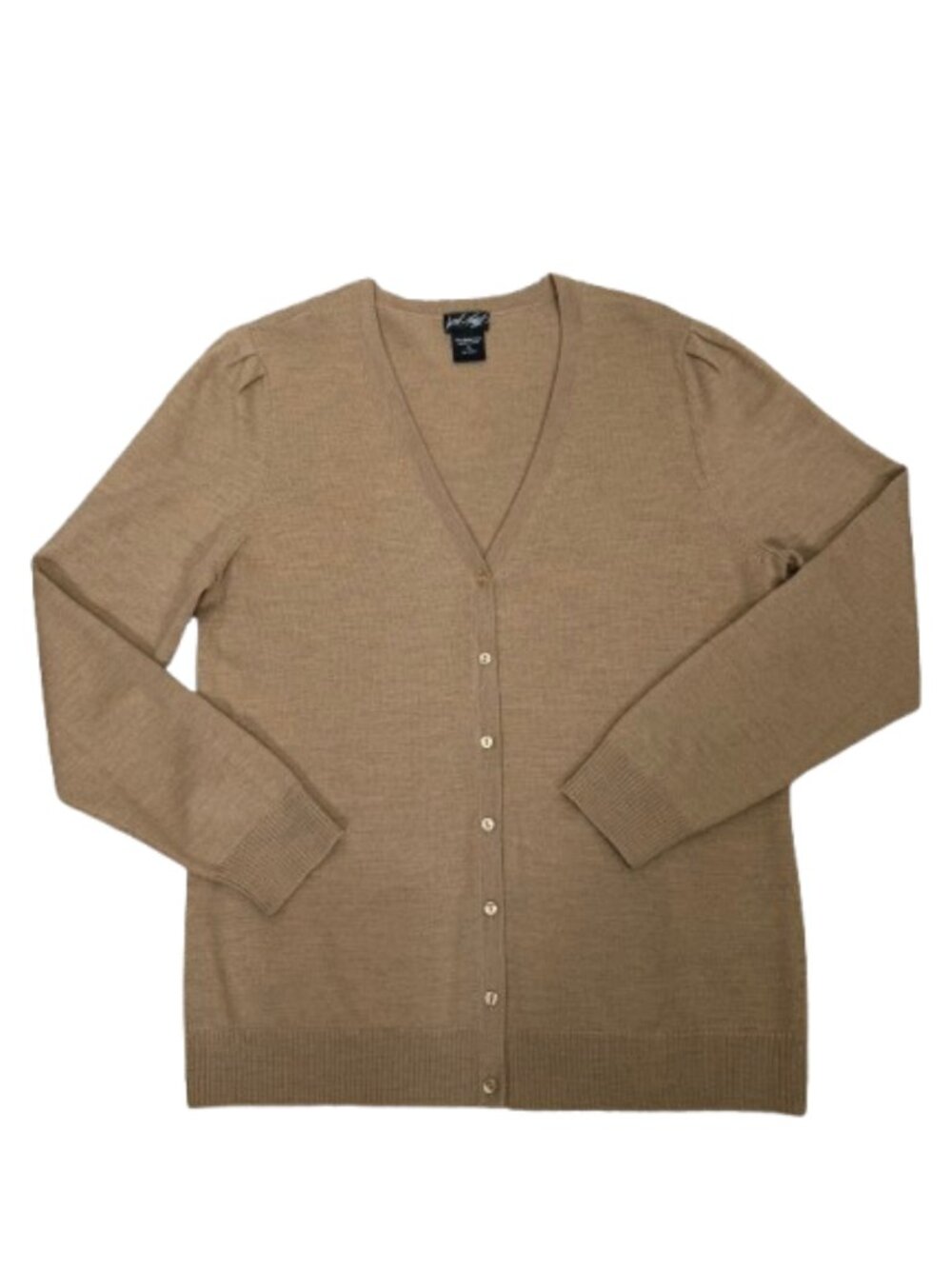 Lord & Taylor 100% Merino Wool Cardigan Size XL in Tan - Picture 6 of 9